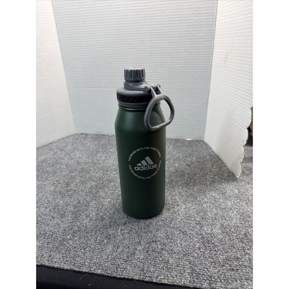 Adidas Insulated Water Bottle 32oz Green Double Wall Handle Wide Mouth Lid Steel